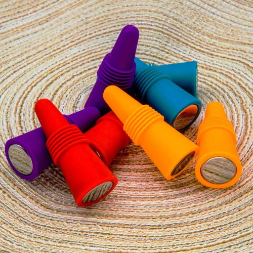 Miniatura 6 de 8 tapones de vino, sellador de botellas de silicona reutilizable de repuesto con agarre superior para corcho para mantener el vino fresco, rojo