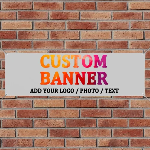 Personaliza tu propio cartel con foto, imagen, fotografía, logotipo o nombre, pancartas personalizadas para fiesta de cumpleaños, negocio, 10' X 3'