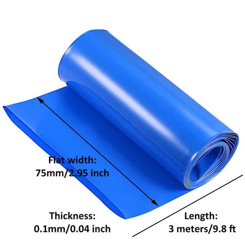 Miniatura 5 de Manga termorretráctil de PVC de 2.95 pulgadas/75 mm de ancho para baterías, longitud de 9.8 pies/3 metros para baterías de litio 18650 21700 26650
