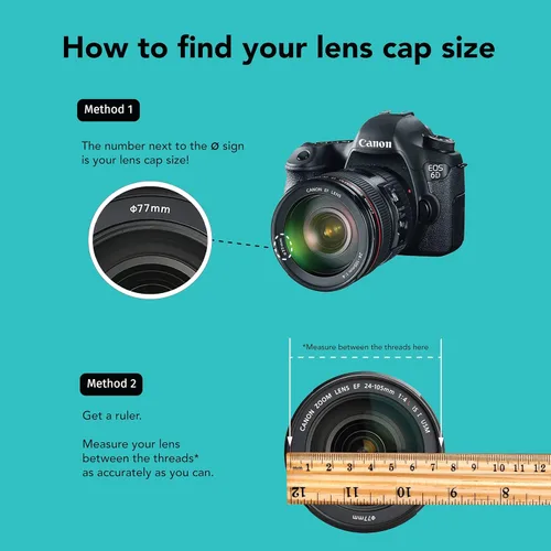 Miniatura 7 de Foto&Tech Correa con tapa para lente de cámara con cuerda elástica, compatible con cámaras DSLR SLR Evil sin espejo universales (x3)