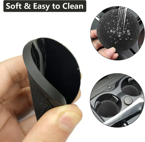 Miniatura 5 de Portavasos para automóvil, paquete de 4 posavasos de PVC de 2.75 pulgadas de diámetro, antideslizantes, universales, duraderos, adecuados