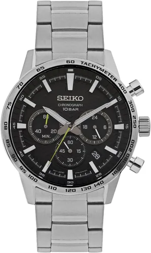 Miniatura 2 de SEIKO Reloj cronógrafo de cuarzo con esfera negra para hombre SSB413P1, Negro -, Cronógrafo, reloj de cuarzo