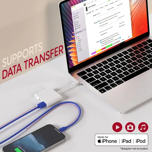 Miniatura 5 de TALK WORKS cable Lightning de carga para iPhone, cable MFI resistente de 10 pies de largo para iPhone 13, 12, 11, Pro/Max/Mini, XR, XS/Max, X, 8, 7