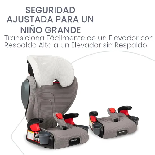 Miniatura 2 de Britax Highpoint - Asiento elevador de posicionamiento con cinturón y sin espaldar, SafeWash, gris ombré
