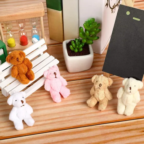 Miniatura 5 de Skylety 20 piezas de 2.36 pulgadas mini oso de peluche conjunto de oso de peluche pequeño animal suave muñeca adorno mochila llavero accesorio DIY