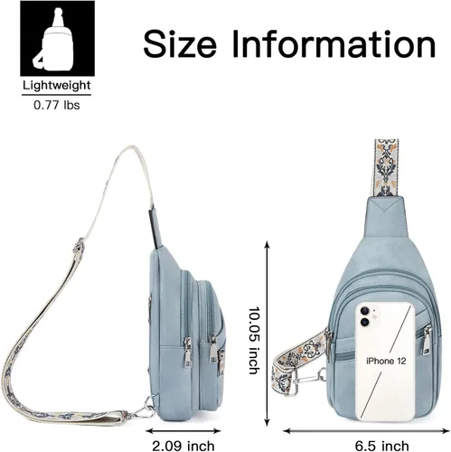 Miniatura 19 de Telena Bolso bandolera para mujer, bolso cruzado para mujer, cangurera de cuero vegano con correa ajustable