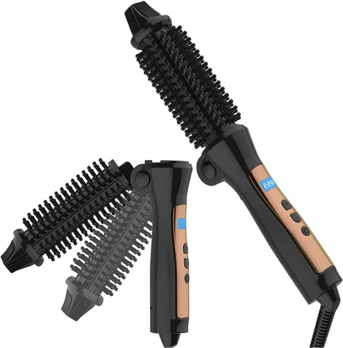 Rizador de pelo de cerámica turmalina rodillo de pelo peine de pelo rizador de pelo herramientas de peinado viaje plegable rizador ideal mujeres [US]