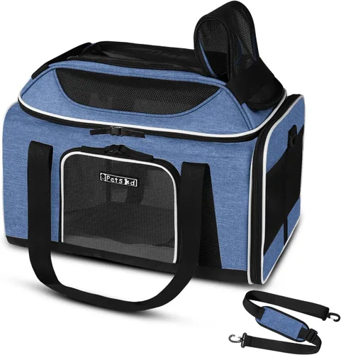 Miniatura 9 de Petskd Transportador de mascotas extensible superior de 17 x 11 x 9.5 pulgadas, aprobado por aerolíneas de Alaska, transportador de lados suaves