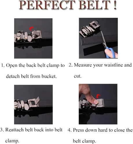 Miniatura 5 de Volanic Cinturón de cuero con trinquete para hombre con hebilla automática