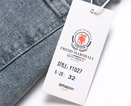 Miniatura 7 de FREDD MARSHALL Pantalones de mezclilla lavados estilo motociclista estilo hip hop, rasgados, desgastados, rasgados, desgastados, para hombre