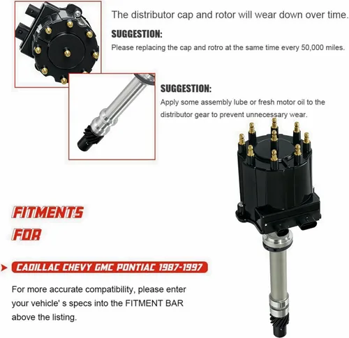 Miniatura 4 de Distribuidor de Encendido para Camión Chevy GMC Bloque Pequeño Bloque Grande 1500 2500 3500 5.0 305 5.7 350 427 TBI EFI LG4 LB9 con Tapa Negra