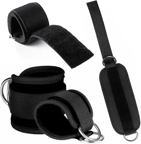 Miniatura 4 de 2 correas de levantamiento de pesas con anillo D, muñequeras ajustables para gimnasio, muñequeras acolchadas, para máquinas de cable