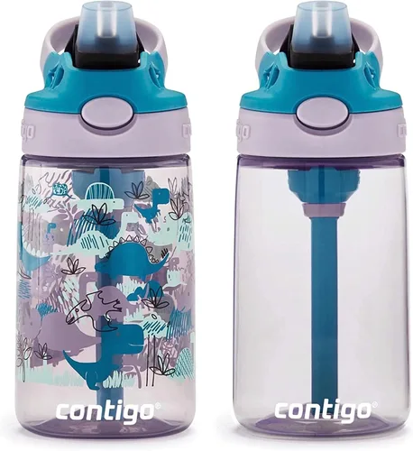 Miniatura 2 de Contigo Aubrey - Botella de agua fácil de limpiar pniños con pajilla de silicona y tapa a prueba de derrames, apta plavavajillas, 14 onzas, paquete
