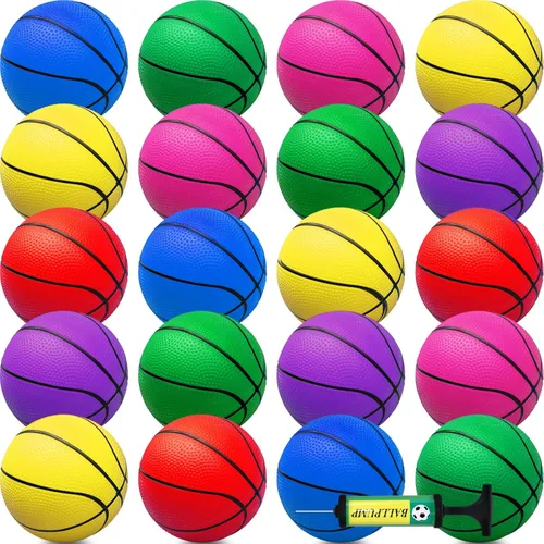 Miniatura 15 de Oleitodh Juego de 18 mini pelotas de baloncesto de 5 pulgadas, juego de pelotas de baloncesto pequeñas de PVC para juegos de aro sobre la puerta