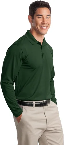 Miniatura 5 de SPORT-TEK Polo de manga larga Micropique Sport Wick para hombre