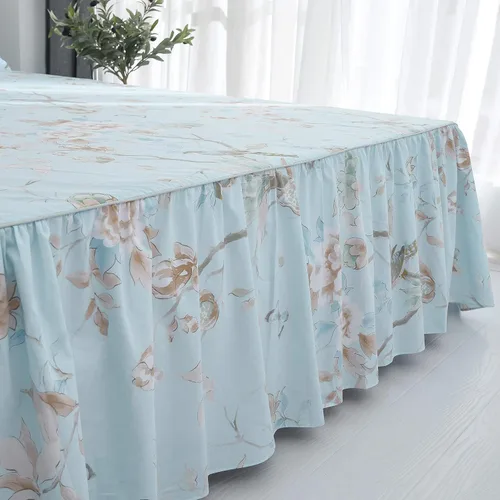 Miniatura 3 de FADFAY Juego de ropa de cama floral estilo campestre francés con estampado de pájaros azules, colección de faldas de cama, 800 hilos por pulgada