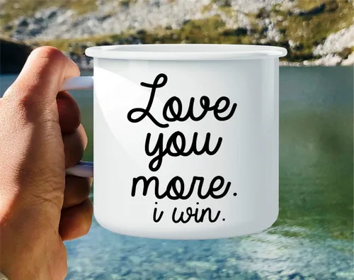 Miniatura 5 de Retreez Taza de café Love You More I Win de acero inoxidable esmaltado de 16 onzas para campamento, fogata, divertido regalo de cumpleaños