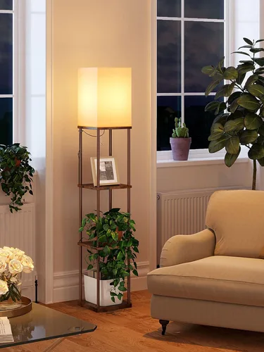 Miniatura 8 de addlon Lámpara de pie con estantes, lámpara de pie moderna de 5 niveles con bombilla LED 3CCT