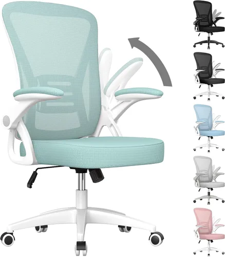Miniatura 14 de naspaluro Silla de oficina ergonómica, sillas de escritorio con respaldo medio con altura ajustable, silla giratoria con brazos abatibles y soporte