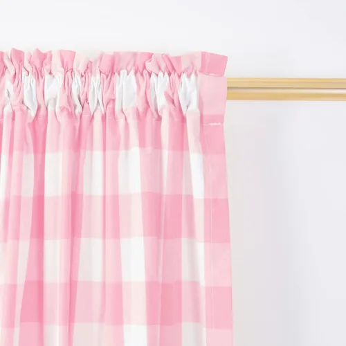 Miniatura 19 de Cenefas de cortina para ventana de 16 pulgadas de largo, 2 paneles de cuadros búfalo, cortinas pequeñas con bolsillo para barra, estilo clásico