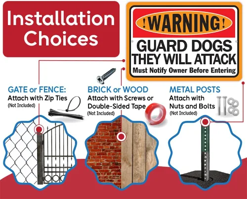 Miniatura 9 de Metal Signs - Warning Guard Dogs They Will Attack - Property Warning Guard Dog Bites Signs - Durable Metal Sign - Use Indoor/Outdoor - Notice Sign