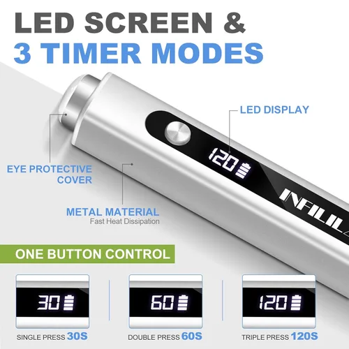 Miniatura 2 de NXJ INFILILA Luz UV multifuncional de mano para uñas de gel con imán de ojo de gato, lámpara de uñas portátil de curación flash para manicura