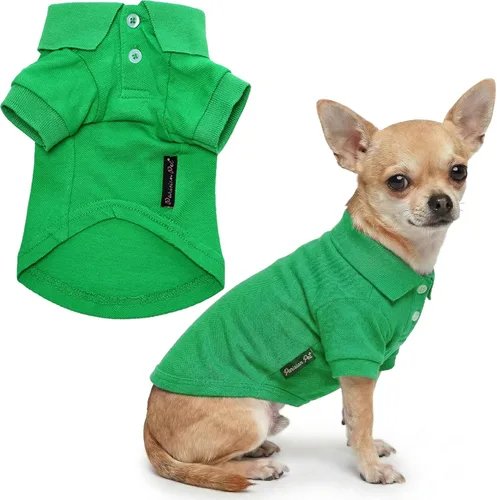 Miniatura 51 de Parisian Pet Polo para perro – Camisa de algodón transpirable en amarillo sólido – Ropa de verano tipo pullover con cuello abotonado para perros