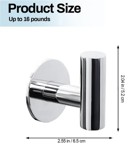 Miniatura 2 de Kruodop Ganchos adhesivos para toallas de baño, paquete de 4 toallas de montaje en pared, gancho mate para bata de pared, gancho de acero inoxidable