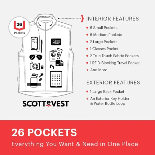 Miniatura 2 de SCOTTeVEST RFID Vest for Women - 18 Hidden Pockets - Water Repellent for Travel & More