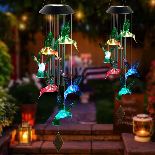 Miniatura 5 de Campanillas de viento solares de colibrí para exteriores, regalo para padre, regalos de cumpleaños para madre, marido, padrastro, mujer, abuela