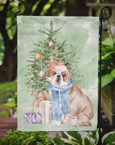 Miniatura 3 de Caroline's Treasures CK8213GF Bulldog Inglés #2 Regalos de Navidad y árbol de jardín Bandera de buzón Bandera decorativa para patio exterior, patio