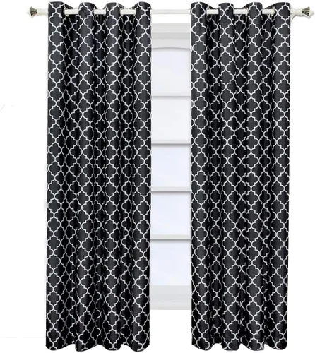Miniatura 2 de Meridian juego de 2 cortinas con aislante térmico para oscurecer habitación Negro/Gris