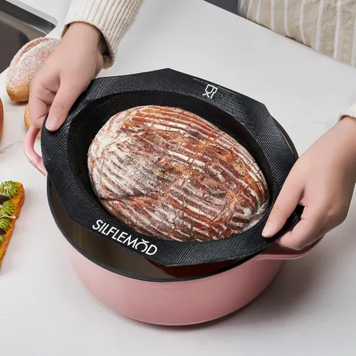 Miniatura 5 de Molde de silicona para hornear pan de masa madre peforada – Eslinga de pan de silicona ovalada perfecta para horno holandés – Revestimiento de olla