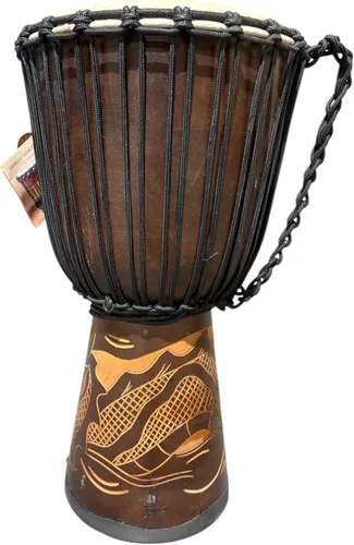 Miniatura 2 de Nuevo Djembe Linecarv estándar, 24" alto, 12" cabeza, NK190 Dragon