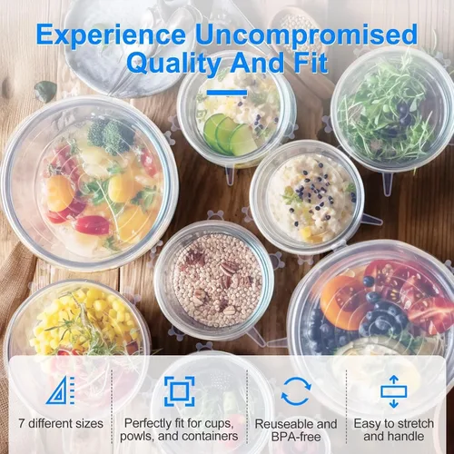 Miniatura 4 de 14 tapas elásticas de silicona reutilizables de alta calidad para almacenamiento de alimentos, fundas elásticas flexibles y resistentes al calor