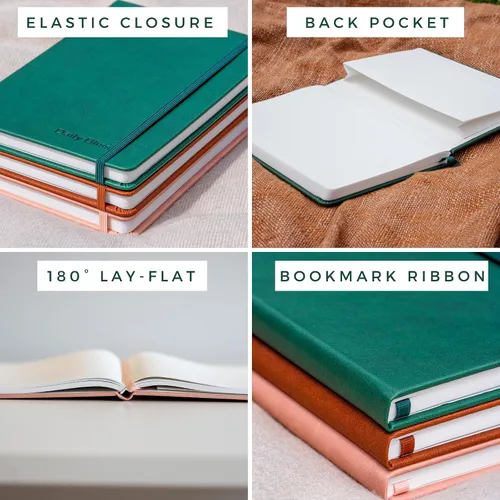 Miniatura 5 de Cuaderno de Papel de Piedra con Rayas Premium A5 Tapa Dura Diario de Cuero Vegano 160 Páginas Cuaderno Ejecutivo de Calidad Premium Para Hombres
