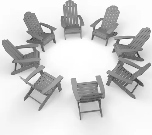 Miniatura 30 de MXIMU Silla Adirondack plegable para exteriores: sillas Adirondack fáciles de montar y cómodas, silla de plástico compuesto para todo tipo de clima