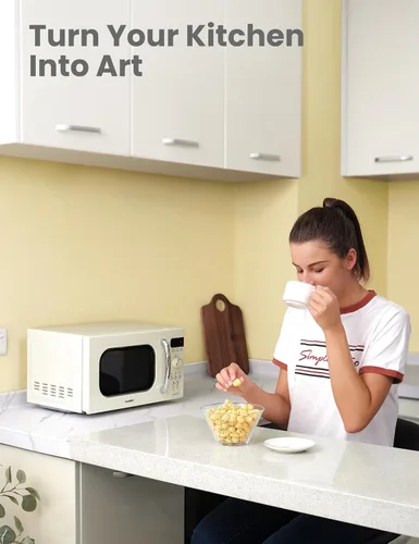Miniatura 6 de COMFEE' Horno de microondas pequeño retro con tamaño compacto, 9 menús preestablecidos, plato giratorio con memoria de posición, función