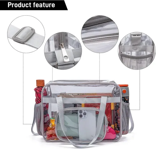 Miniatura 18 de Bolsas transparentes aprobadas para estadios, bolsa transparente + correa para el hombro, bolsa transparente grande
