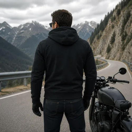 Miniatura 3 de Milwaukee Leather MPM1788 - Sudadera con capucha blindada de motociclista negra aprobada por CE para hombre con aramida de DuPont Fibers - Mediana