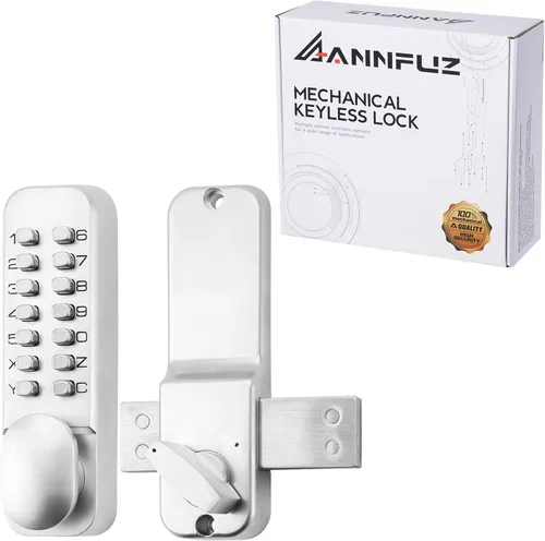 Miniatura 8 de Cerradura de perilla de puerta de entrada con teclado mecánico sin llave con perno, combinación de código de acceso de un solo lado, cerradura Mate.