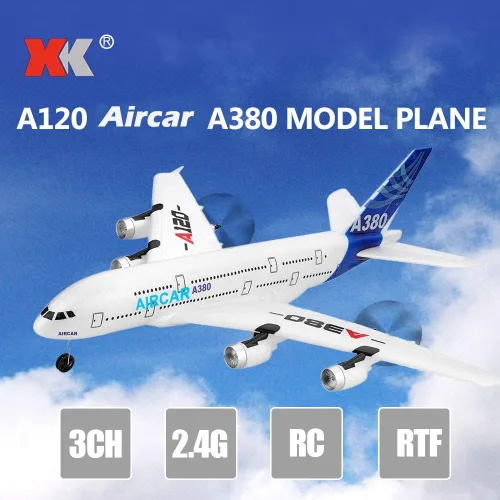 Miniatura 2 de GoolRC Avión RC, WLtoys XK A120 A380 Modelo de Avión Aircar, Avión de Control Remoto 3CH 2.4G, Aeronave RC EPP de Ala Fija RTF Juguete para Adultos