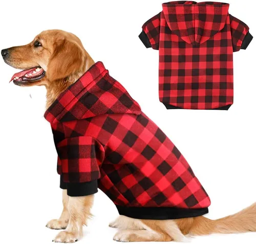 Miniatura 7 de Sudadera con capucha a cuadros para perros extra pequeños, gatos, cachorros, abrigo cálido y suave (XS)