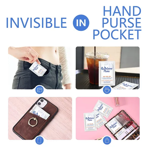 Miniatura 4 de RainbowPana Toallitas desechables, 40 unidades, PARA LLEVAR envueltas individualmente - Toallitas para glúteos para mujeres y hombres, Toallitas