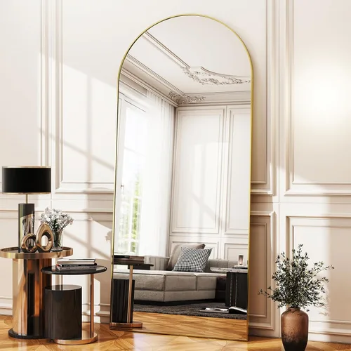Miniatura 14 de Easly Espejo de Cuerpo Completo de Gran Tamaño, 76" x 34" Espejo Arqueado de Cuerpo Completo, Marco de Metal Negro, Espejo de Piso para Dormitorio