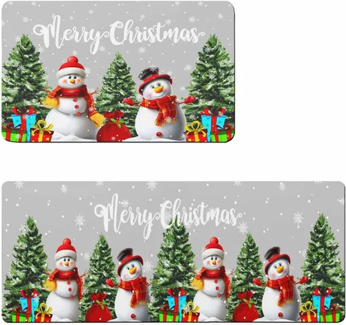 Tapete de baño de muñeco de nieve de Navidad para bañera, antideslizante, de secado rápido y absorbente, tierra de diatomeas, fregadero de ducha,