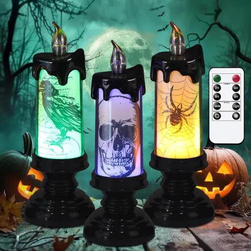 Miniatura 16 de Juego de 3 velas de calcomanía de Halloween de DRomance
