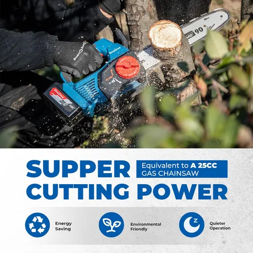 Miniatura 3 de Dong Cheng - Motosierra inalámbrica sin escobillas de 12 pulgadas, con batería de 20V de 4000mAh, velocidad de cadena de 12 m/s, tensado sin