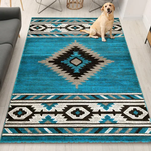 Miniatura 33 de YHSF South West - alfombra nativa americana del suroeste, fácil de limpiar, gruesa, suave y duradera, alfombra tribal inspirada en indios americanos