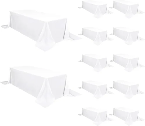 Miniatura 32 de Pesonlook - Paquete de 12 manteles rectangulares de 60 x 102 pulgadas, color beige, para mesas rectangulares de 6 pies, mantel de tela lavable